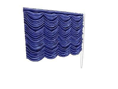 3d蓝色窗帘免费模型