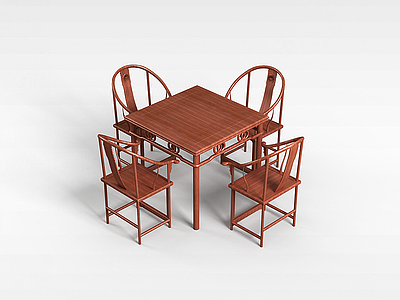 中式方形桌椅模型3d模型