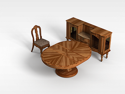3d欧式桌椅模型