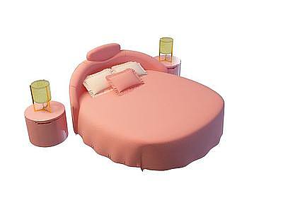3d粉红色双人床免费模型