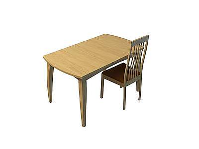 中式简约实木桌椅模型3d模型