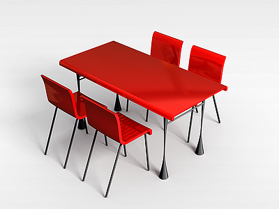 红色餐桌模型3d模型