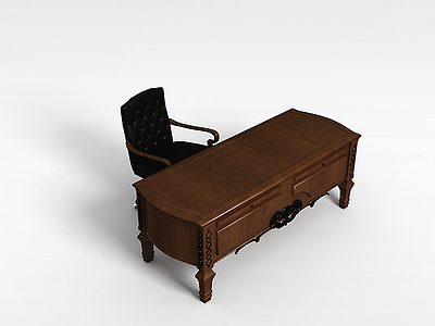 3d欧式办公桌椅模型