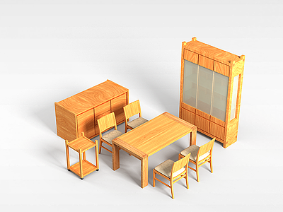3d厨房桌椅模型