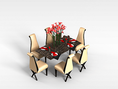 时尚欧式桌椅模型3d模型