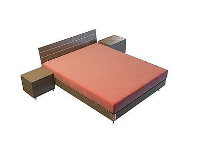 3d简约中式双人床免费模型