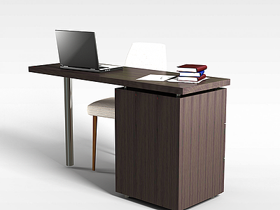 3d实木办公桌模型