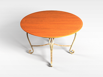 3d铁艺实木台面桌模型