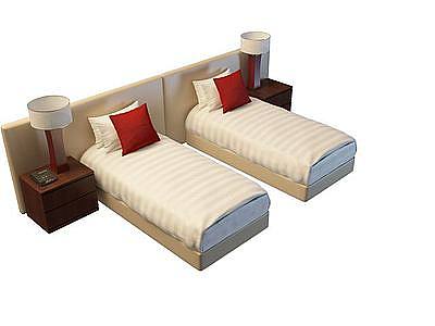 酒店床模型3d模型
