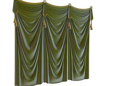 绿色窗帘模型3d模型