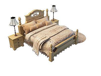 3d豪华舒适双人床免费模型