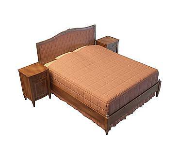 3d中式实木双人床免费模型