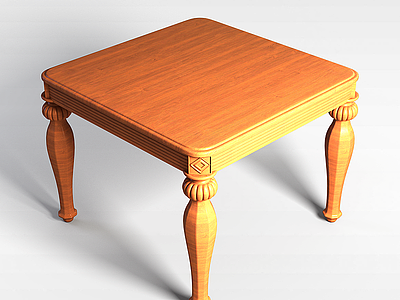3d实木方桌模型