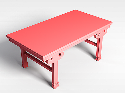 3d中式复古实木桌模型