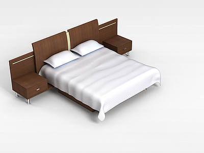 3d酒店双人床模型