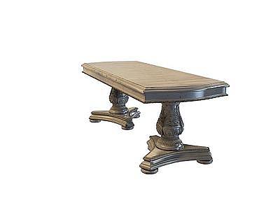 欧式雕刻实木桌模型3d模型