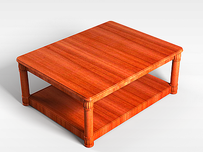 3d双层实木桌模型