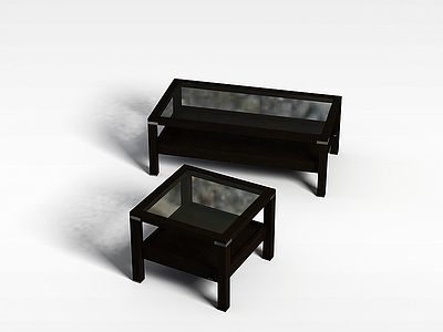 中式古典木框玻璃茶几模型3d模型