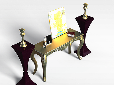3d欧式雕花桌模型