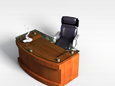 玻璃台面办公桌模型3d模型