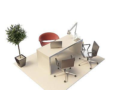 简约办公桌模型3d模型