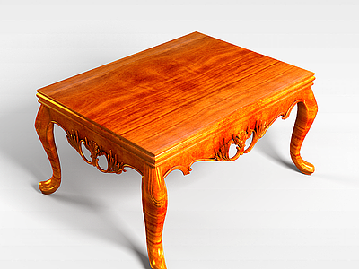 3d中式木质餐桌模型