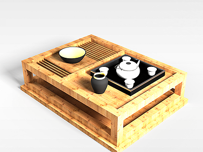 3d古典茶桌模型