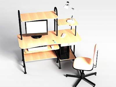 木质电脑桌模型3d模型