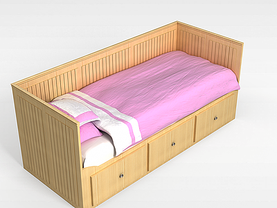 木质单人床模型3d模型