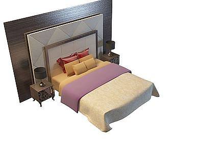 客房双人床模型3d模型