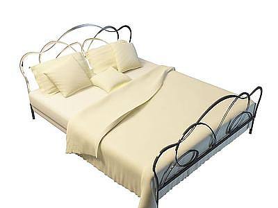 3d铁艺双人床免费模型