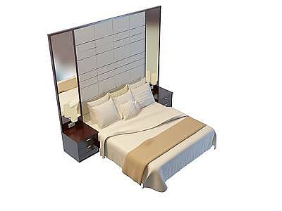 3d简单现代风格双人床免费模型