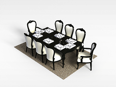 欧式豪华餐桌椅模型3d模型
