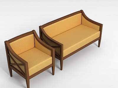 3d实木沙发椅模型