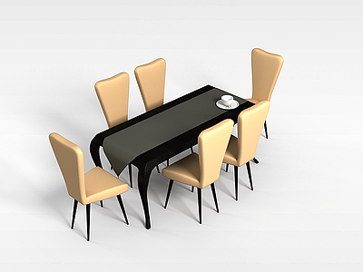 3d简欧时尚餐桌椅模型
