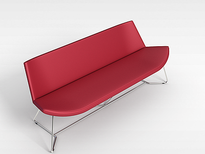 红色皮质沙发椅模型3d模型