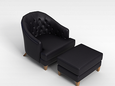 3d黑色拉扣沙发椅模型