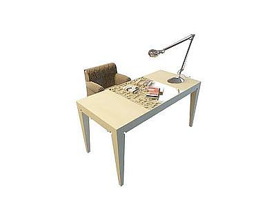 3d简约书房桌椅免费模型