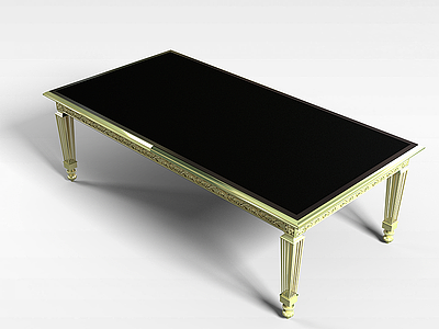 黑色条形餐桌模型3d模型