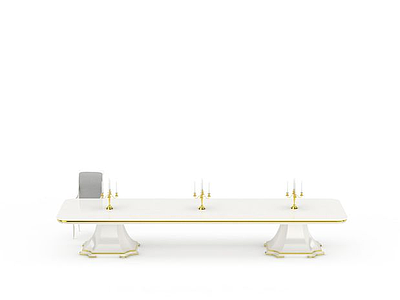 3d描金白色桌子免费模型