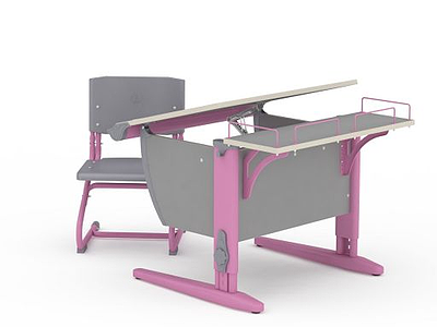 粉色书桌模型3d模型