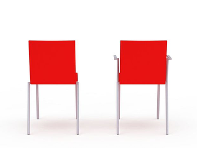 红色塑料椅组合模型