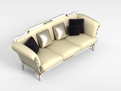 三人沙发模型3d模型