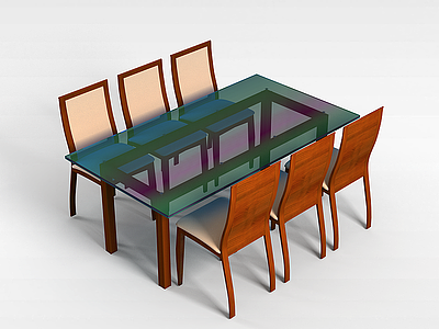 3d简约餐厅桌椅模型