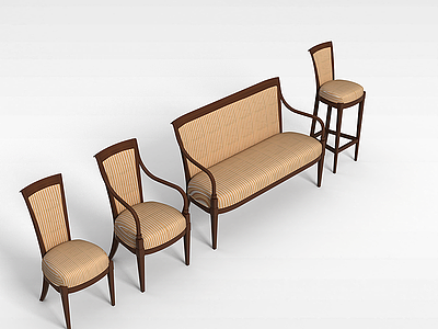 3d布艺沙发椅组合模型