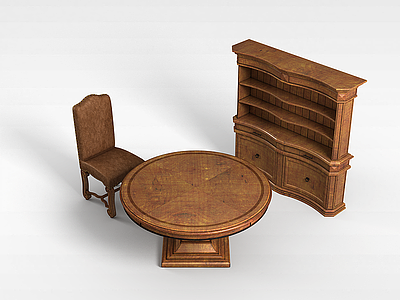3d实木桌椅模型