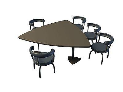 三角形会议桌椅模型3d模型