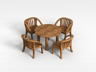 3d实木户外桌椅模型