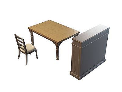3d简约实木桌椅免费模型
