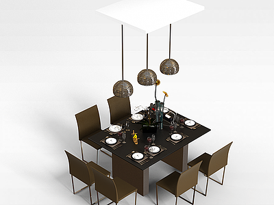 家庭餐桌椅模型3d模型